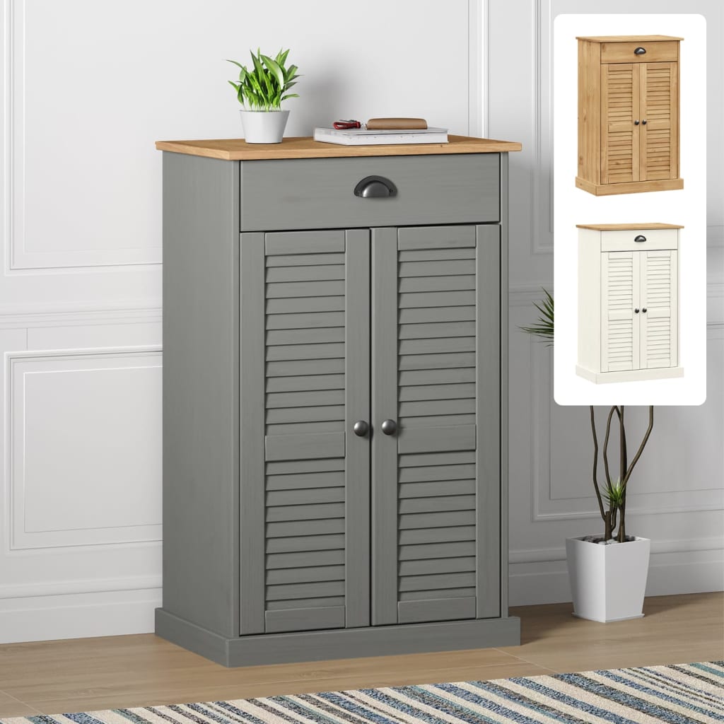 vidaXL Shoe Cabinet Shoe Storage Organizer with Doors VIGO Solid Wood Pine-2