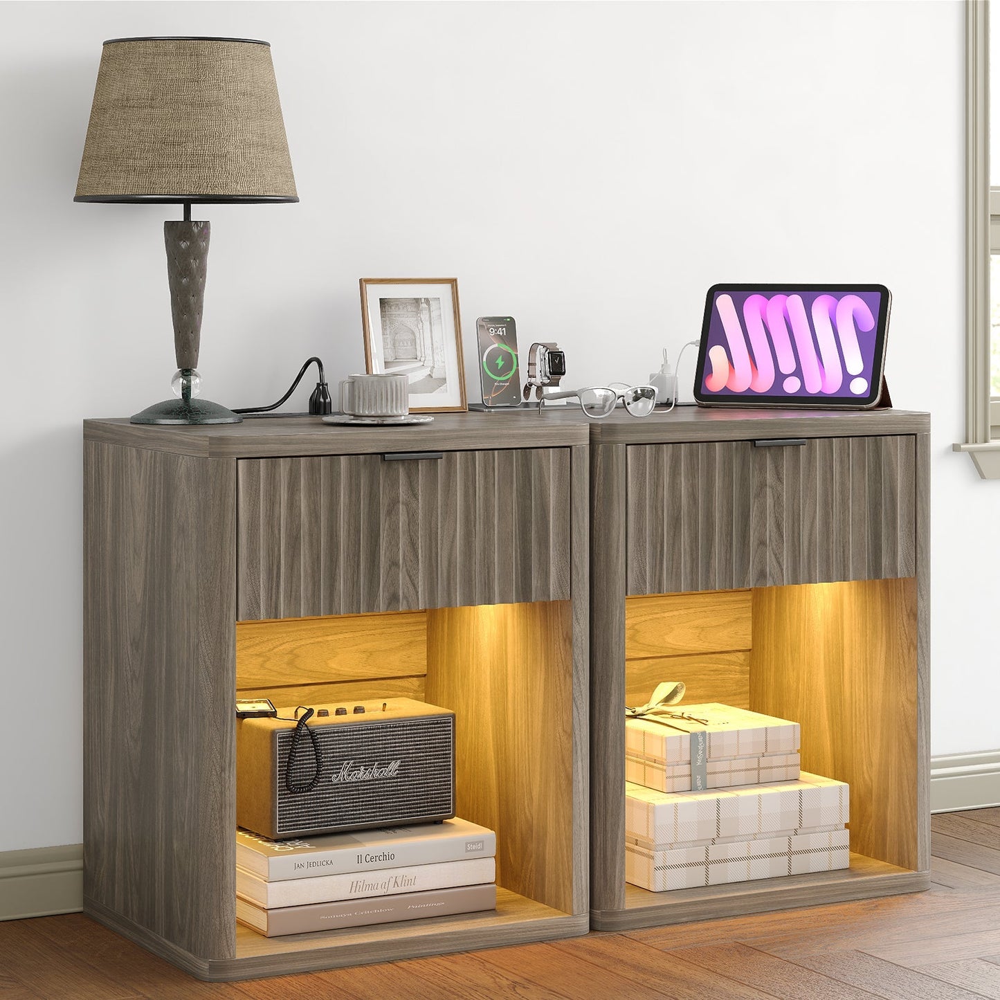 Yanosaku NS001 Wood Night Stand with Drawer-7