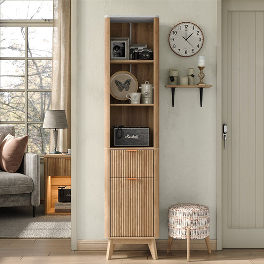 Yanosaku SC007 Tall Fluted Cabinet with Shelves, Narrow Storage Cabinet-0