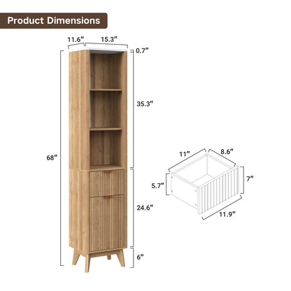Yanosaku SC007 Tall Fluted Cabinet with Shelves, Narrow Storage Cabinet-1
