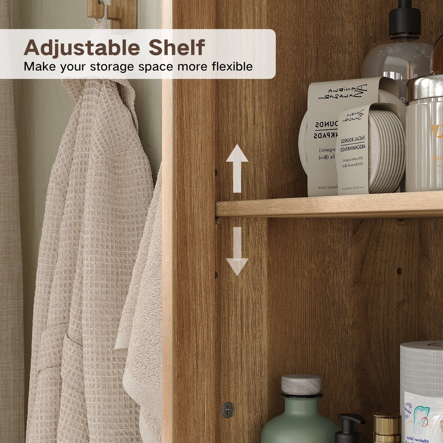 Yanosaku SC007 Tall Fluted Cabinet with Shelves, Narrow Storage Cabinet-3